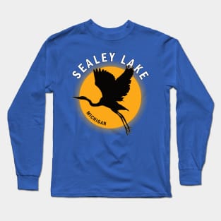 Sealey Lake in Michigan Heron Sunrise Long Sleeve T-Shirt